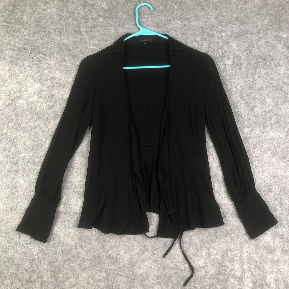J Crew Drapey Crepe Wrap Blouse Womens Size 0 Black Style BD788